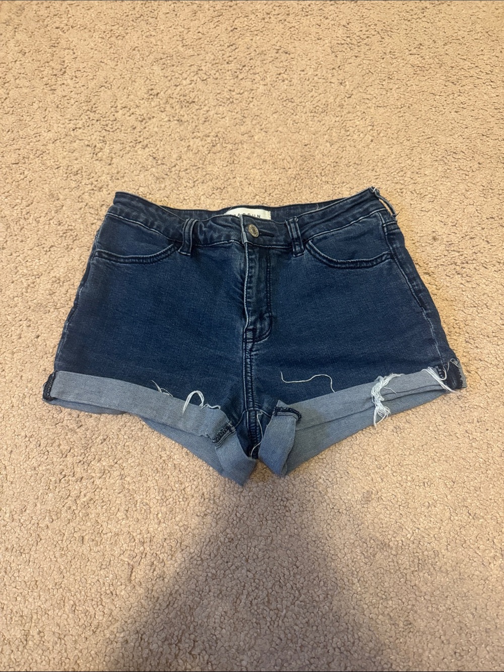 Women’s PacSun High Rise Super Stretch Shortie Cuffed Denim Jean Shorts Size 25
